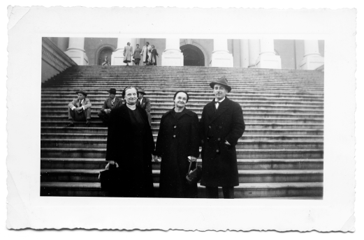 Sadie Greider, Grandma Fannie Longenecker and Ray Longenecker  on steps of the Capitol in Washington, D. C.
