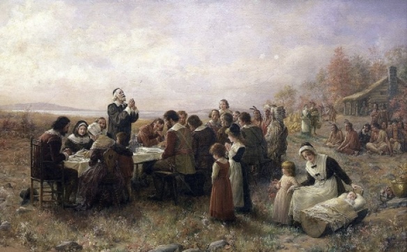 The First Thanksgiving at Plymouth by Jennie A. Brownscombe (1914) Courtesy Wikipedia