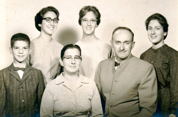 Longenecker family portrait circa 1961: Mark, Marian, Janice, Jean with parents