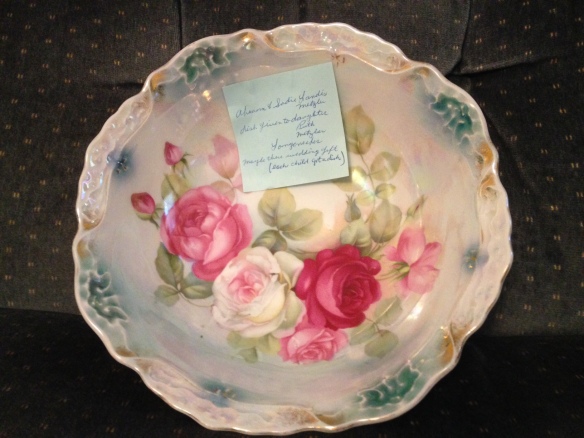 Dish given to my mother from her parents, Abram and Sadie Metzler on her wedding day