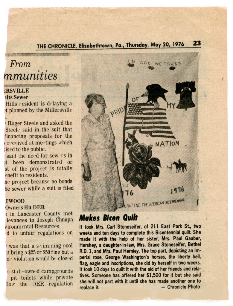 1976_0520_The Chronicle_Elizabethtown_Bicentennial Quilt