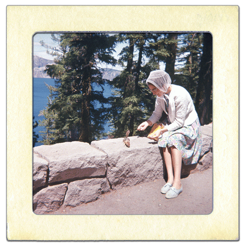 Web_1964_Marian feeding squirrel_Close up