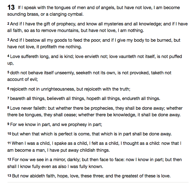 I Corinthians 13, American Standard Version